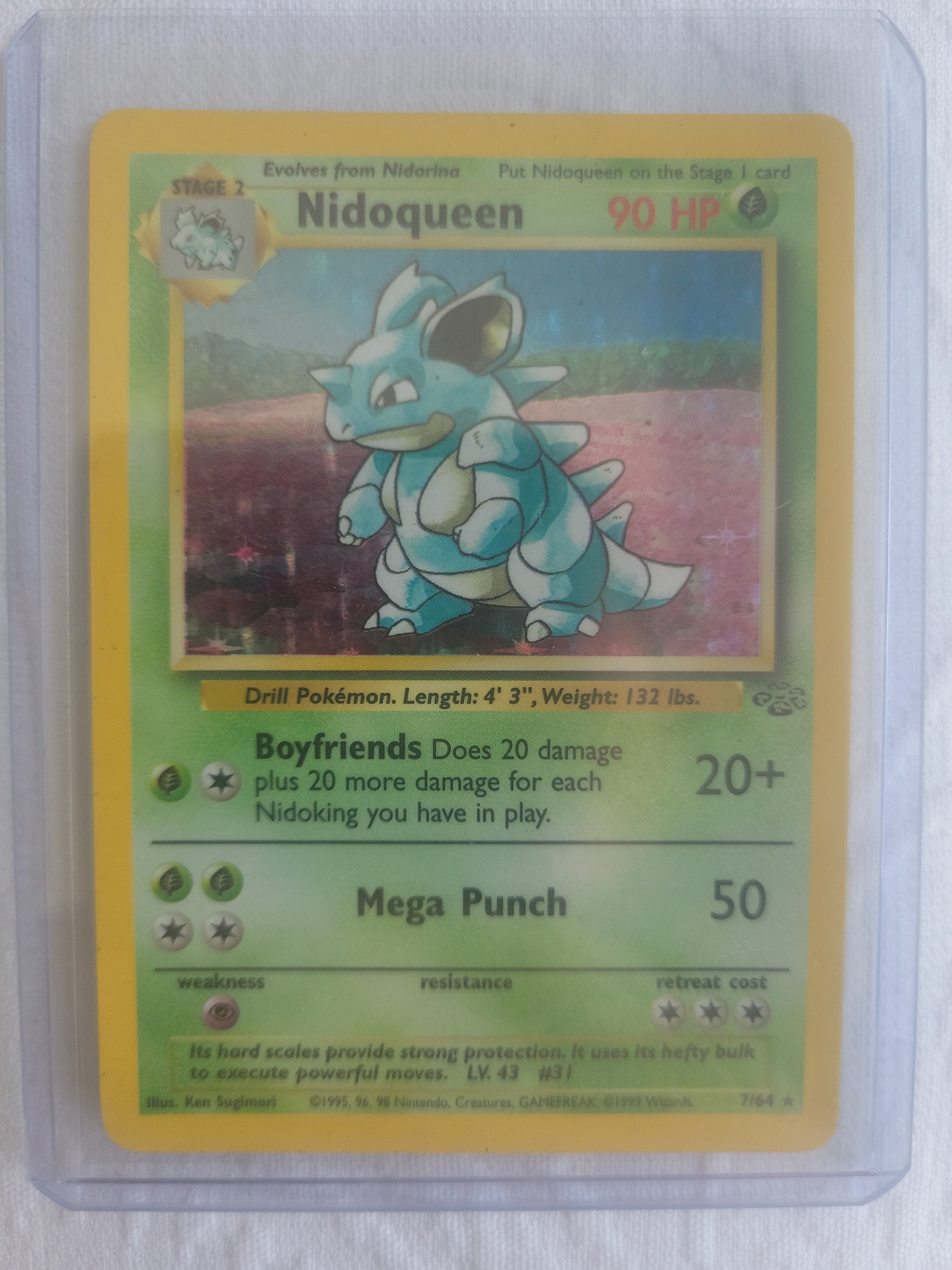 Nidoqueen – Jungle Set Holo Rare – 7/64 – WOTC 1999 – Light/Moderate Play – Vintage Pokémon Card